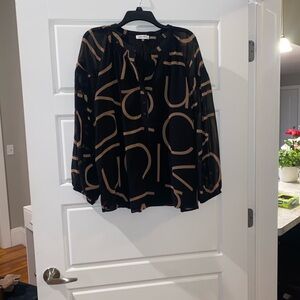 Calvin Klein Black and Tan Blouse